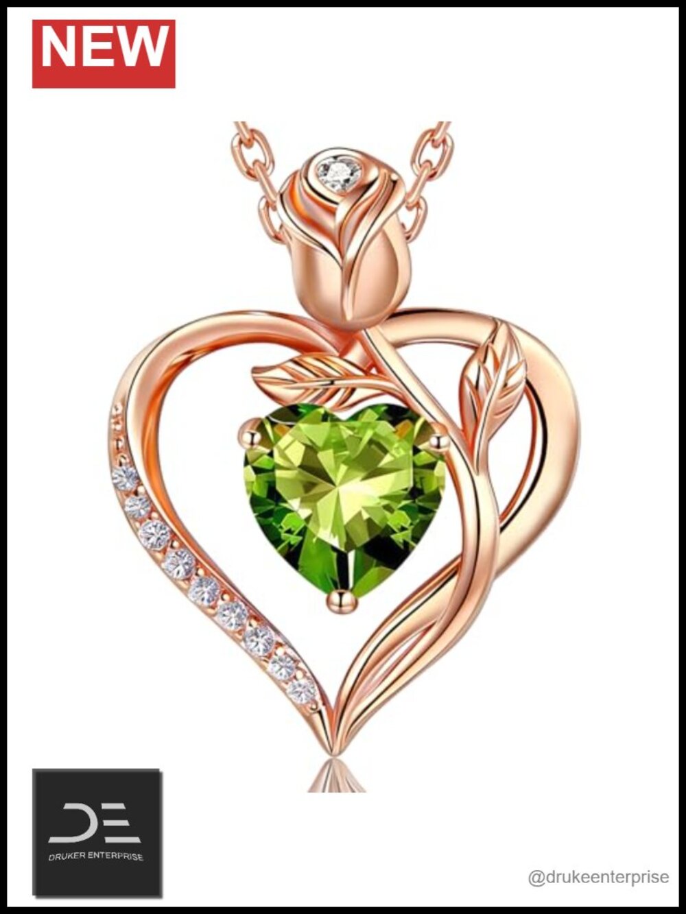 Rose Gold Plated Sterling Silver Heart Pendant Necklace